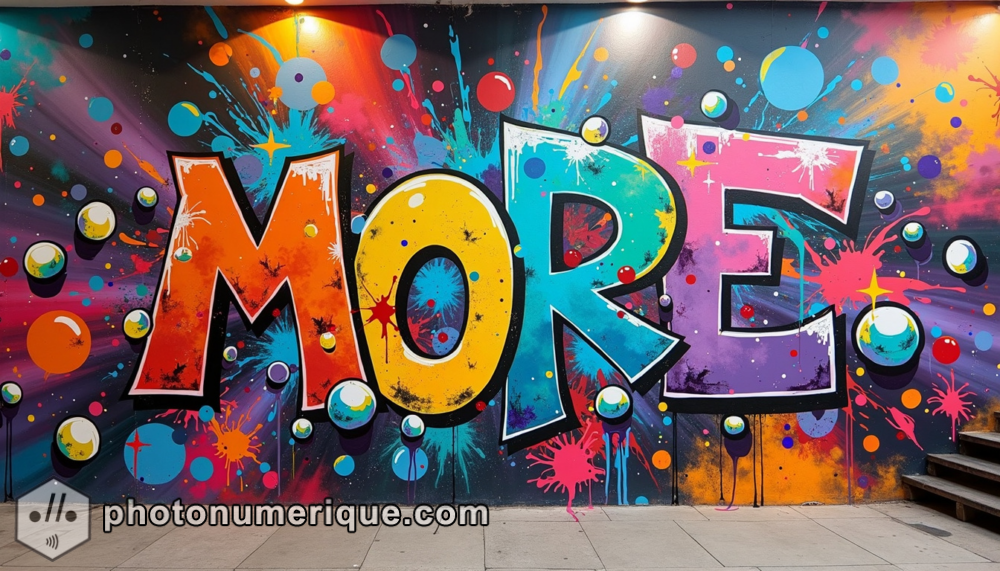 A vibrant, abstract graffiti mural blending chaotic colors and forms.