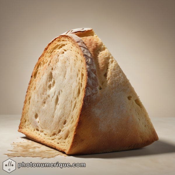 a hyperrealistic portrait of a single, dry bread crust.