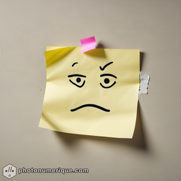 A hyperrealistic portrait of a used, partially torn sticky note.