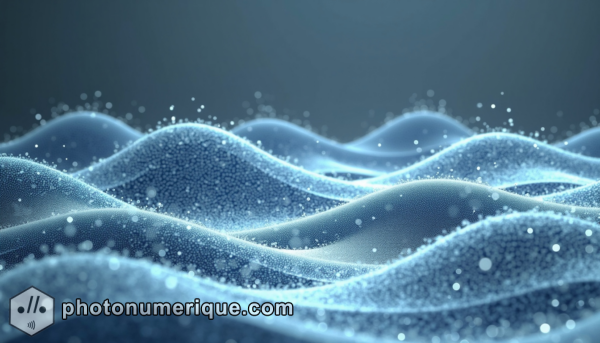 A visual representation of technological waves, with flowing lines and patterns that mimic the movement of water.