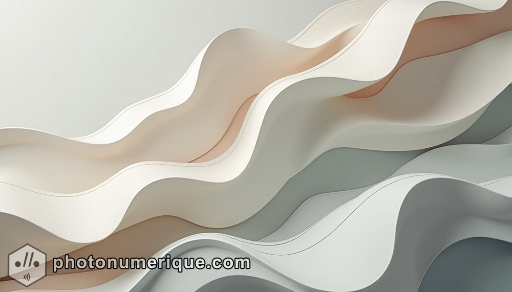 An elegant, minimalist piece with flowing lines and a neutral palette.