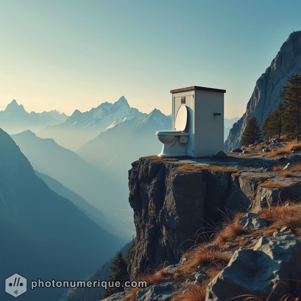 A vertiginous cliffside toilet with a breathtaking view.