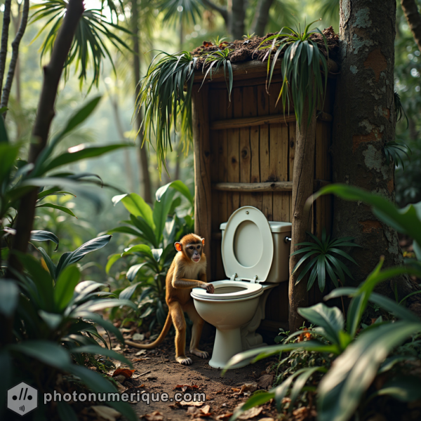 A dry toilet hidden in the Amazon rainforest.