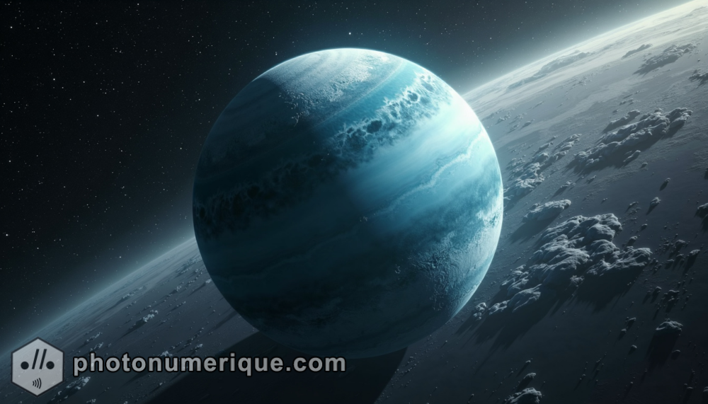 Uranus, the ice giant, captured as an enigmatic visionary presence.