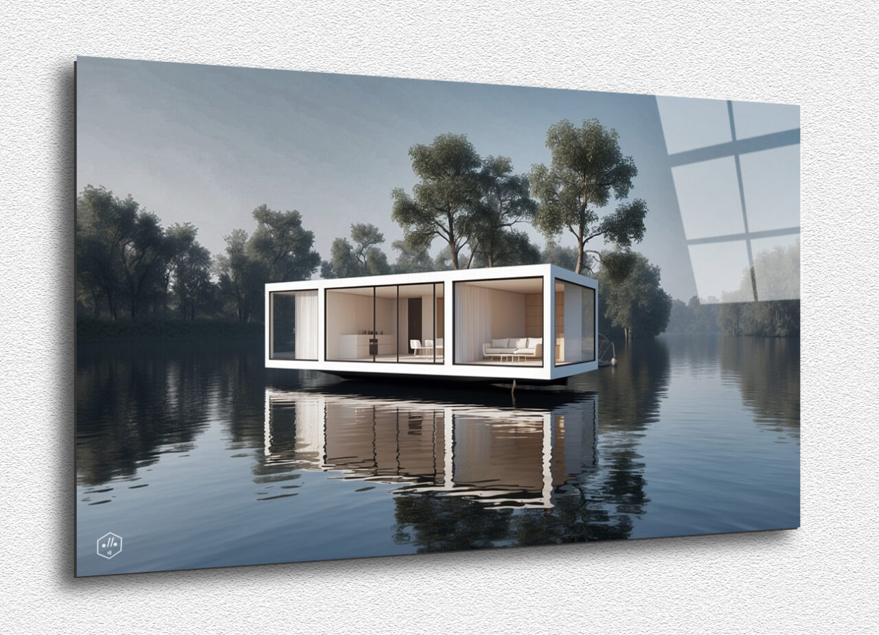 Floating House on a Tranquil Lake