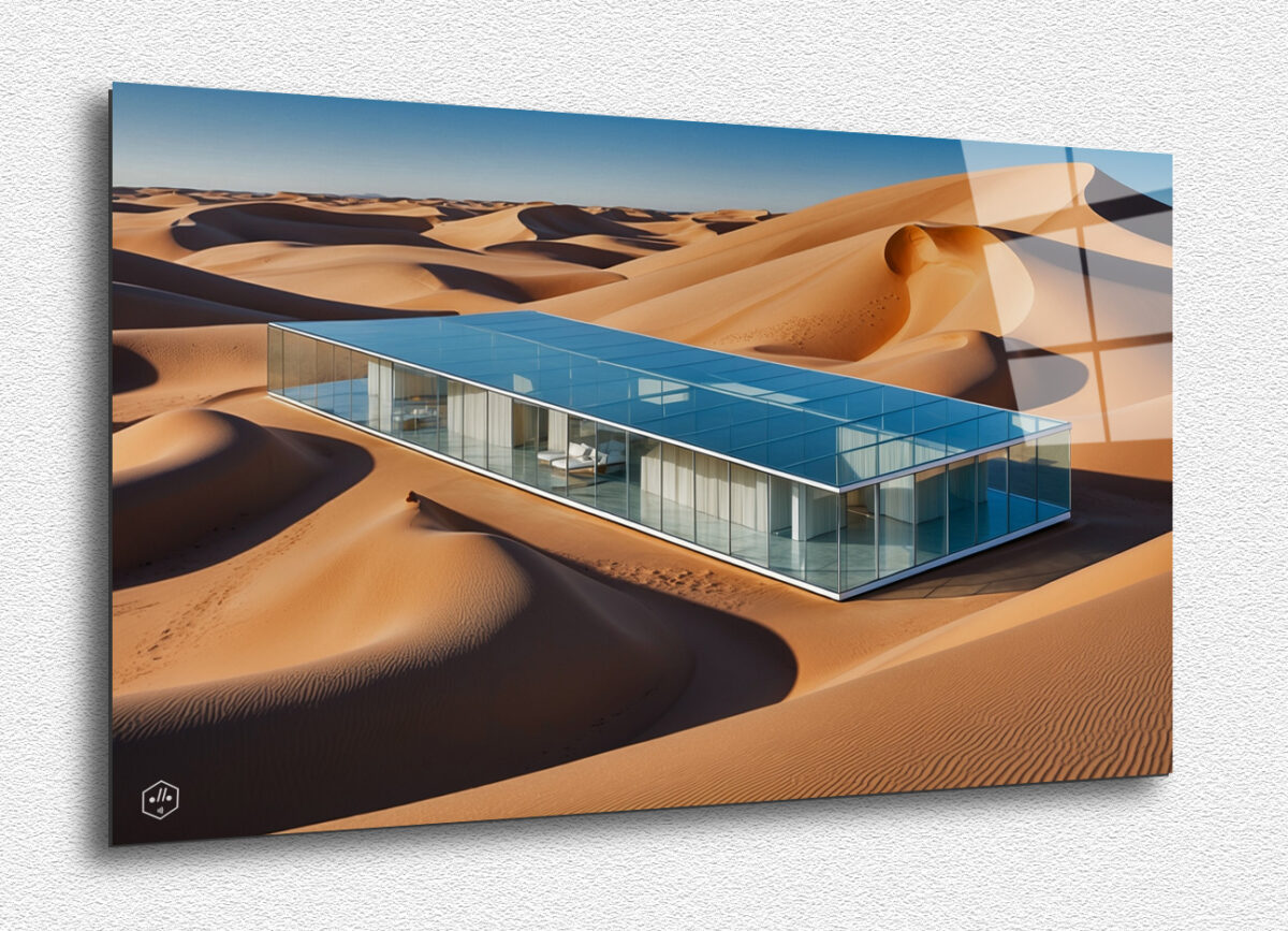 Desert Mirage: Glass House in the Sand