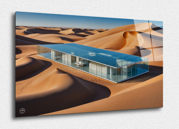 Desert Mirage: Glass House in the Sand