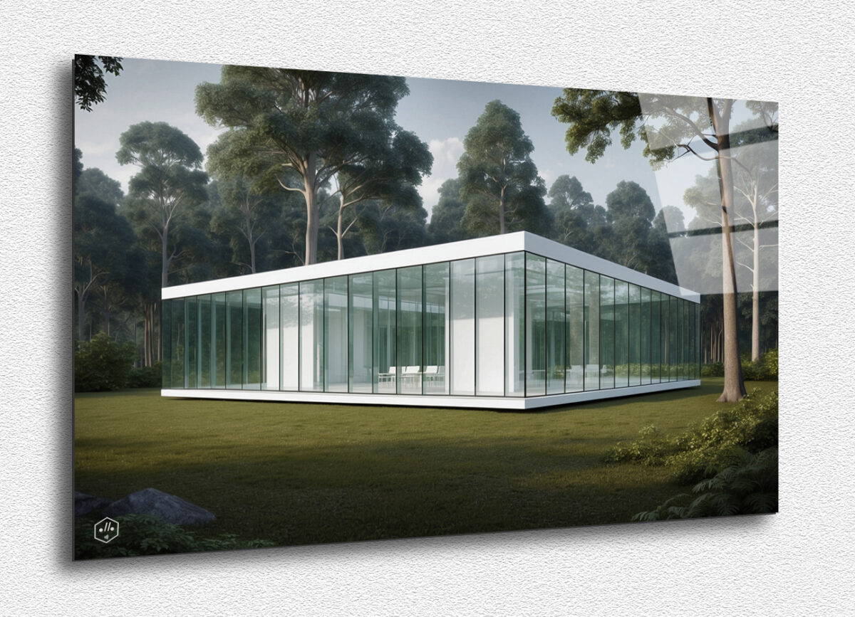 Glass Pavilion in a Forest Clearing