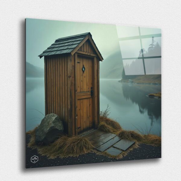 "A rustic wooden toilet overlooking a serene Scottish loch. This collection, ""Incredible Public Toilets of the World"" offers a unique exploration of the world’s most fascinating and diverse public toilets. Each photograph invites viewers to appreciate the beauty and functionality of these often-overlooked spaces, making it a perfect addition for those who enjoy cultural and environmental storytelling through photography."