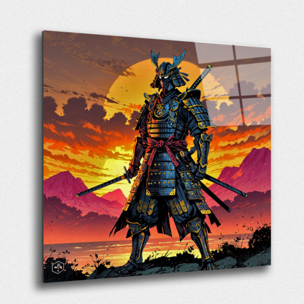 "A fierce samurai warrior standing at the break of dawn, ready to face the challenges of a new day. ""Anime Chronicles: A Journey Through Modern Mythologies"" is a celebration of the dynamic and diverse world of anime and manga, offering collectors and fans a unique opportunity to bring their favorite styles and stories into their living spaces."